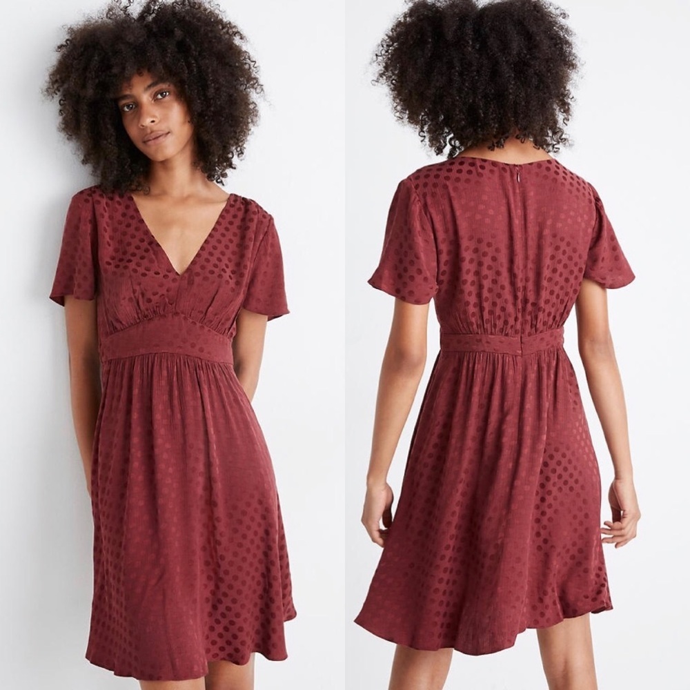 Madewell Fit-and-Flare Dress in Dot Jacquard